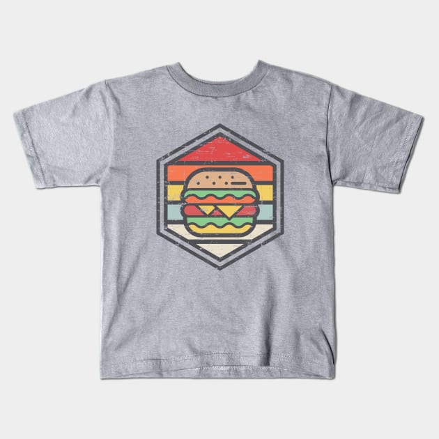 Retro Badge Burger Light Kids T-Shirt by rojakdesigns